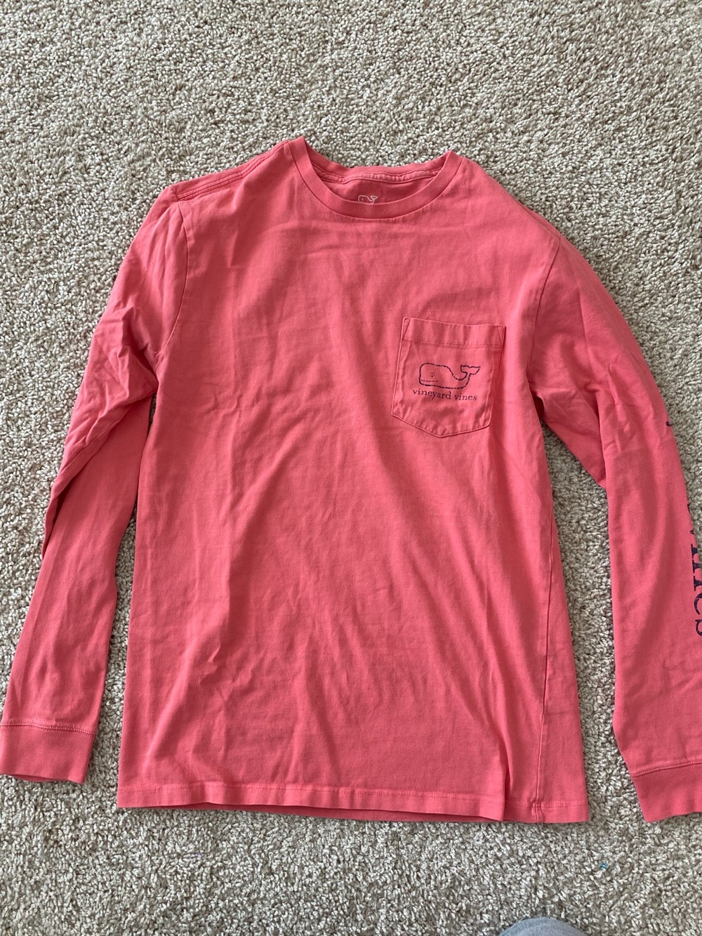 Vineyard Vines XS Coral Long Sleeve 100% Cotton Classic Whale